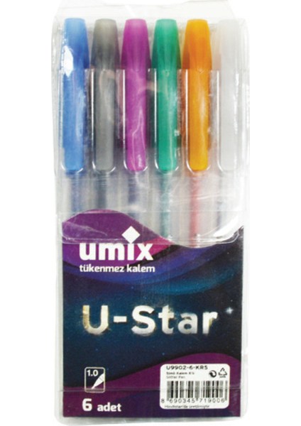 U-Star Simli Jel Kalem 6'lı Paket