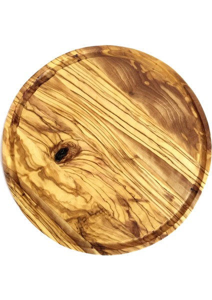 Zeytin, Yuvarlak, Oluklu Steak / Pizza Tahtası Orta ( 25 cm )