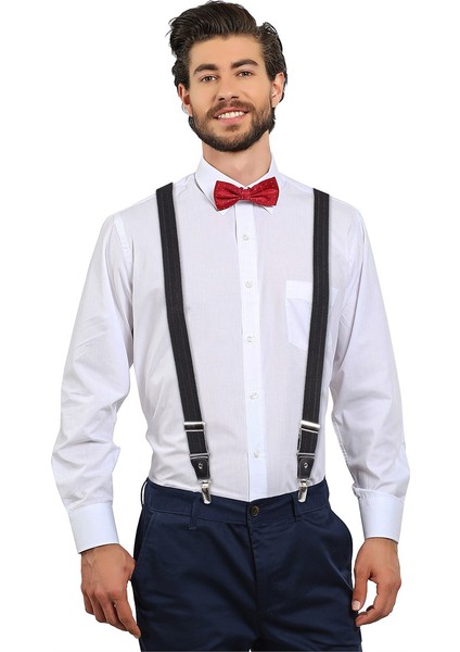 Siyah Düz Erkek Pantolon Askısı