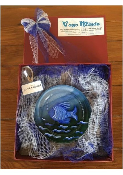 El Boyama Dekoratif Cam Bardak Altlığı - Balık