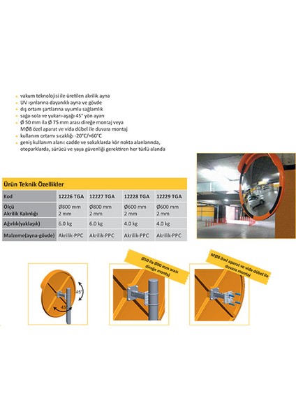 Trafik Güvenlik Aynası (60 cm) 12228 TGA