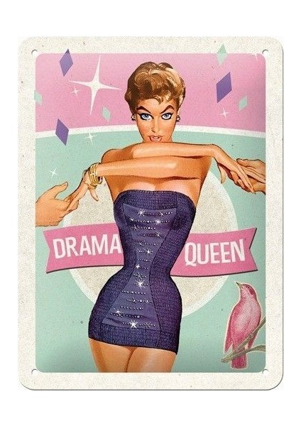 Nostalgic Art Drama Queen Metal Kabartmalı Pin Up Duvar Panosu (15 X 20 Cm)