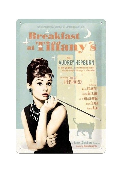 Nostalgic Art Breakfast At Tiffany'S Blue Metal Kabartmalı Duvar Panosu (20 X 30 Cm)