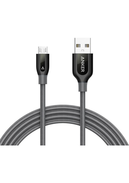 PowerLine+ Micro USB Örgülü Şarj/Data Kablosu 1.8 Metre- Gri - Taşıma Çantalı (Anker Türkiye Garantili)