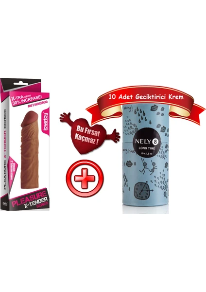 Lovetoymuck X-Tender Realistik Penis Kılıfı + 10 Adet Krem