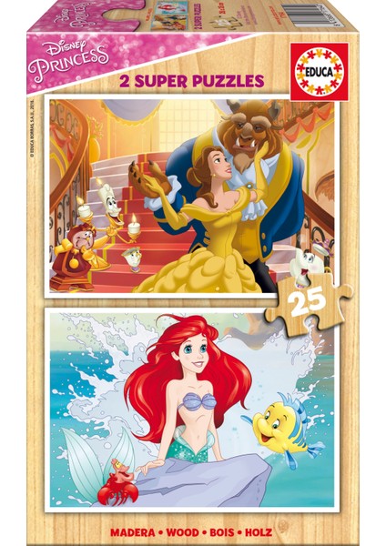 Educa Puzzle Disney Princesses 2 X 25 Parça Ahşap Puzzle