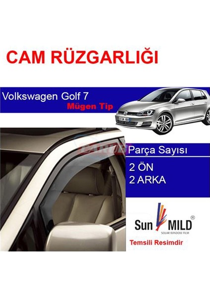 4 Lü Volkswagen Golf 7 Ön-Arka Sport Style Sun Mild Cam Rüzgarlığı 1321209