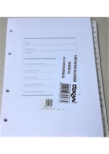 Cari Hesap Klasörü Yedeği A5 Seperatörlü