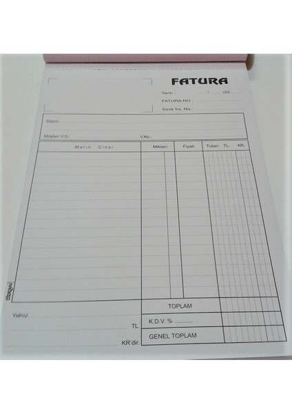 Fatura Defteri No:4 Otokopili 2 Nüsha