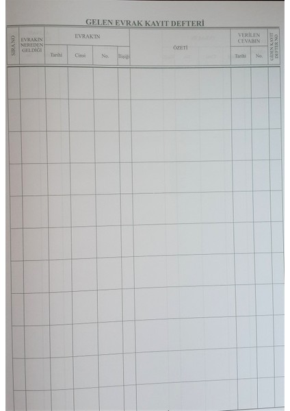 Gelen Evrak Kayıt Defteri Ciltli 144 Yaprak