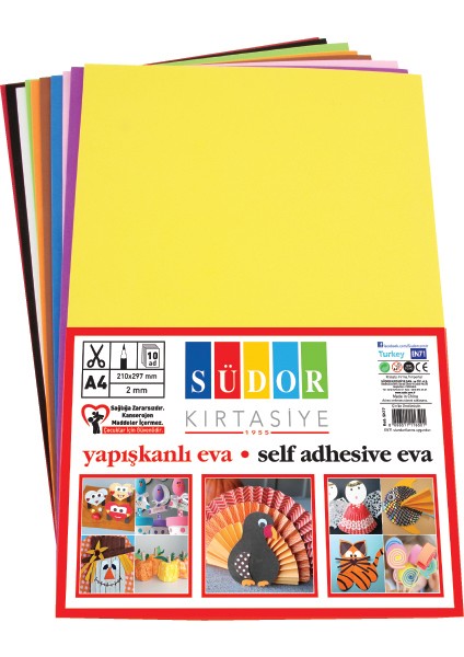 Eva 20X30 Cm 2 Mm 10 Renk Yapışkanlı Sk17