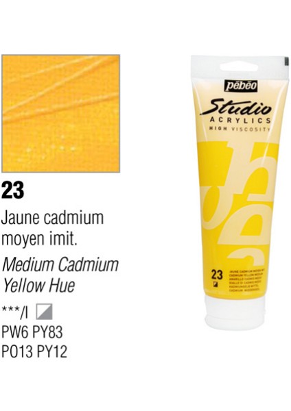 Studio Akrilik Boya 100 Ml Medium Cadmium Yellow -23