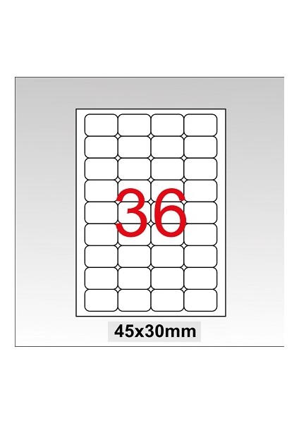 Lazer Etiket 45X30 Mm 3600 Lü Paket