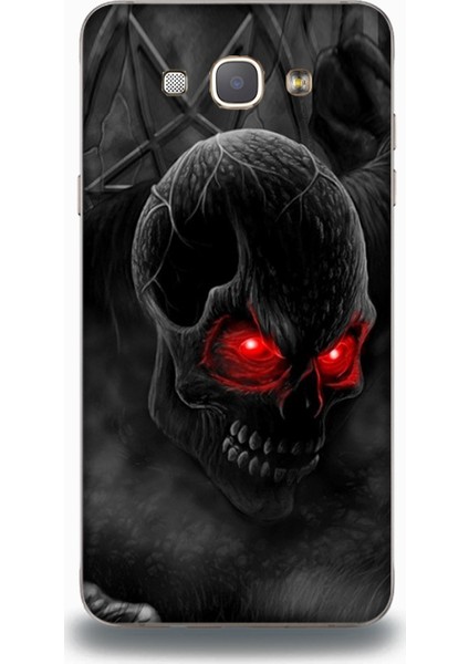 Samsung A8 Kılıf - Red Eyes Skull Desenli Arka Kapak