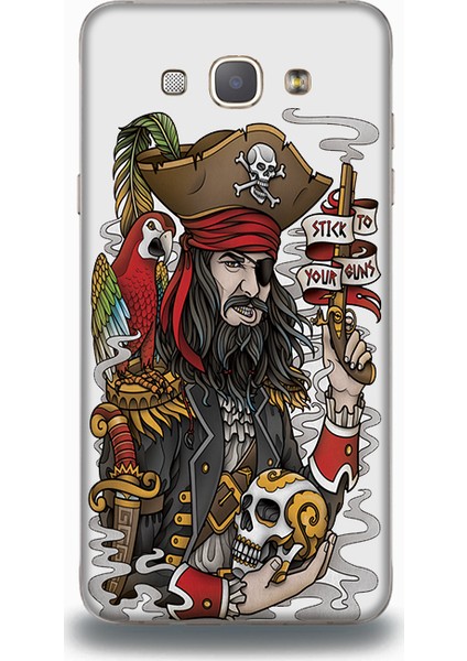 Samsung A8 Kılıf - Korsan Tattoo Desenli Arka Kapak