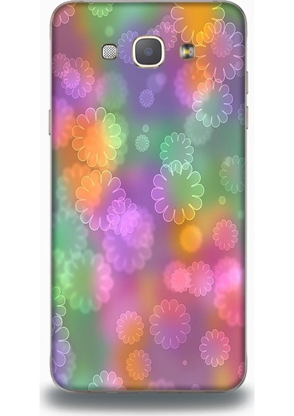 Samsung A8 Kılıf - Renkli Kar Taneleri Desenli Arka Kapak