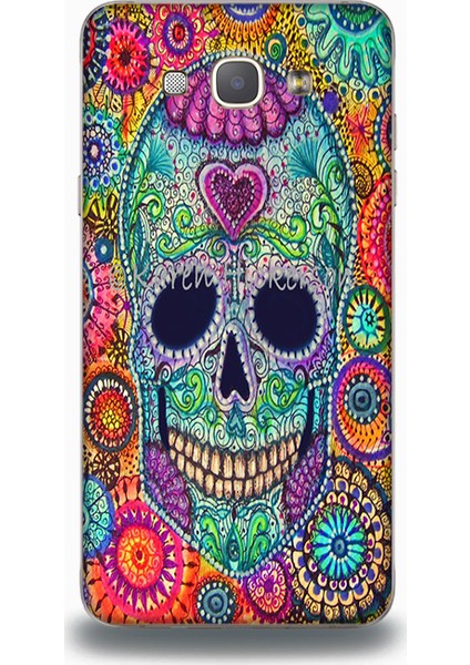 Samsung A8 Kılıf - Colors Skull Desenli Arka Kapak