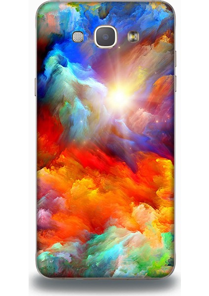 Samsung A8 Kılıf - Rengarenk Bulut Desenli Arka Kapak