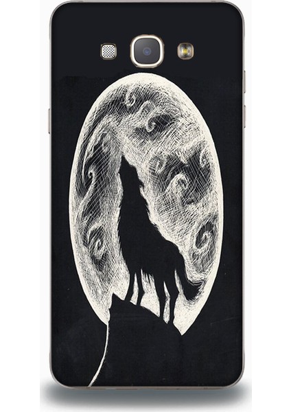 Samsung A8 Kılıf - Dolunay Kurt Desenli Arka Kapak