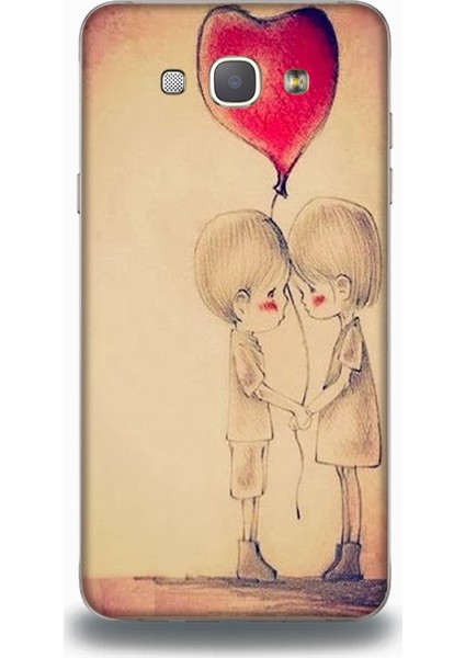 Samsung A8 Kılıf - Çocuksu Aşk Desenli Arka Kapak