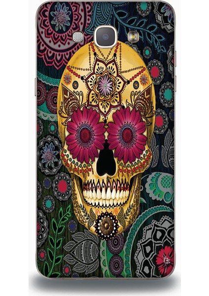 Samsung A8 Kılıf - Flowers Skull Desenli Arka Kapak