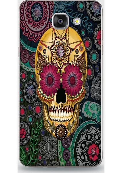 Samsung A9 Kılıf - Flowers Skull Desenli Arka Kapak
