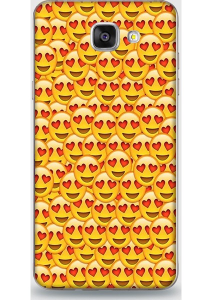 Samsung A9 Kılıf - Kalpli Emojiler Desenli Arka Kapak