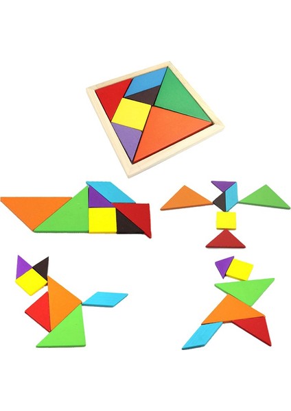 Ahşap Tangram Zeka Oyunu 7'li - 9x9 cm