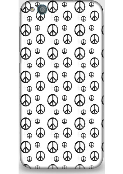 Turkcell T60 Kılıf - Black White Peace Signs Desenli Arka Kapak