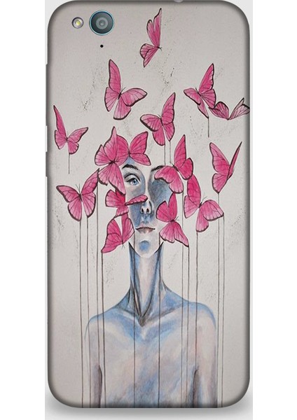 Turkcell T60 Kılıf - Uçuşan Pembe Kelebekler Desenli Arka Kapak