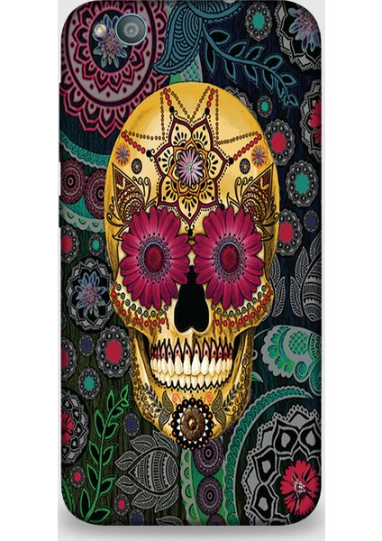 Turkcell T60 Kılıf - Flowers Skull Desenli Arka Kapak