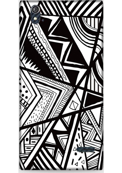 Turkcell T50 Kılıf - Black And White Desenli Arka Kapak