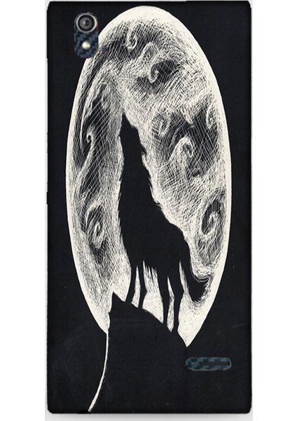 Turkcell T50 Kılıf - Dolunay Kurt Desenli Arka Kapak