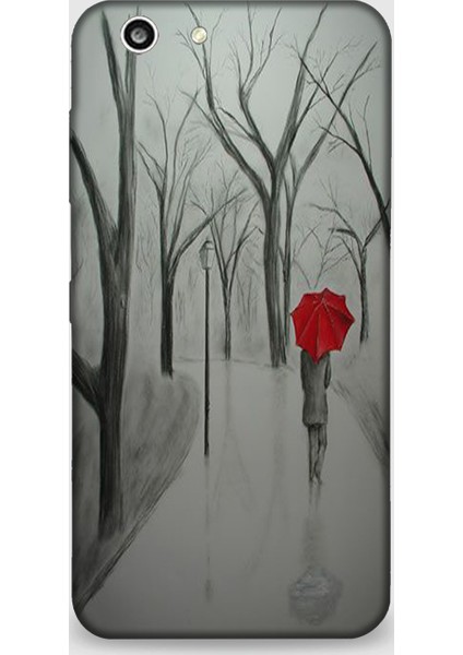 Turkcell T70 Kılıf - Kırmızı Şemsiyeli Adam Desenli Arka Kapak