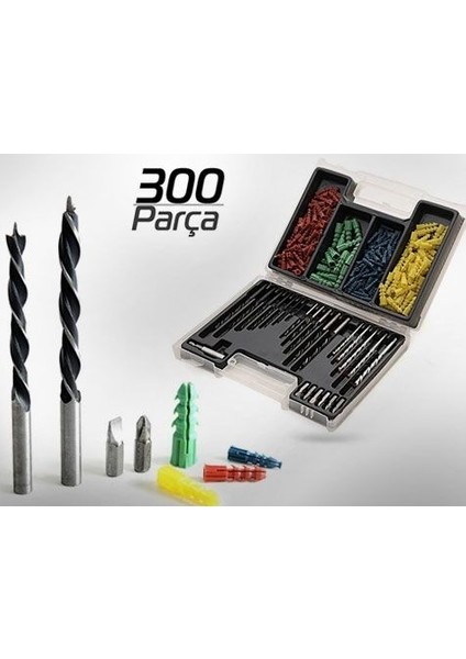 300 Parca Dubel Matkap Ucu Bits Uc Set
