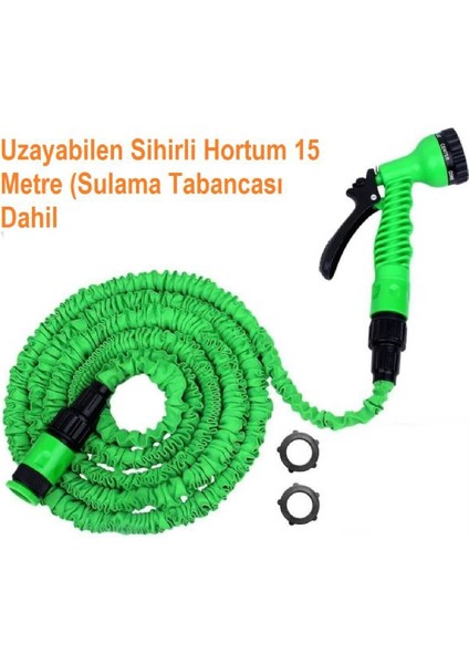 Uzayabilen Sihirli Hortum 15 Metre Sulama Tabancası Dahil