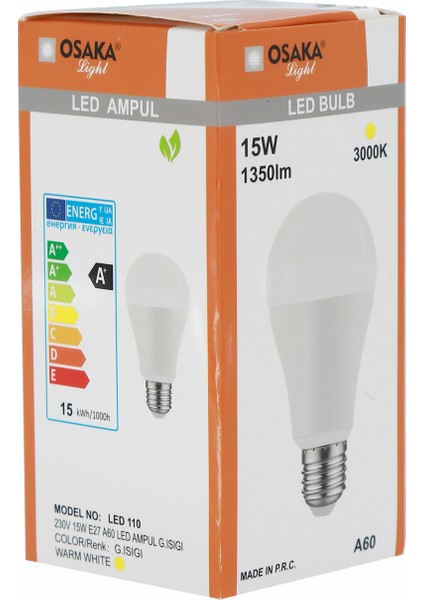 Osaka Light 15Watt-100watt  A-60 Led Ampül Günışığı