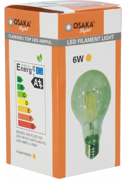 Osaka Light 6Watt-50watt  Led Flamanlı Ampül A-60 Günışığı