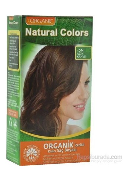 Organic Natural Colors Bitkisel Kalıcı Saç Boyası 5N Açık Kahve