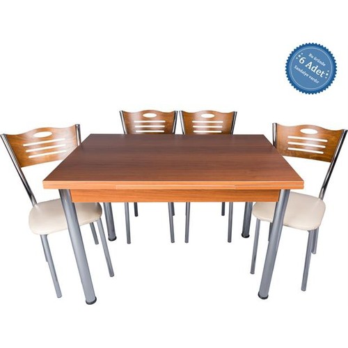 Evistro Açılır Ahşap Mutfak Masa Sandalye Takımı 6+1 Ceviz Fiyatı