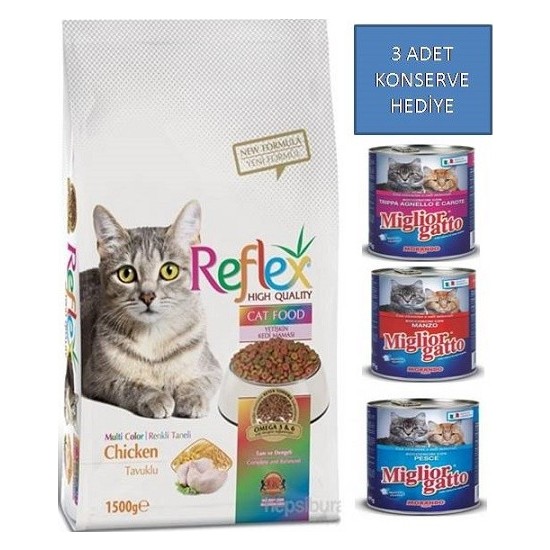 Reflex 15 Kg MultiColor Adult Cat Food Tavuklu, Renkli Fiyatı
