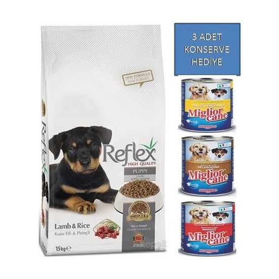 Reflex 15 Kg Kuzu Etli &amp; Pirinçli Yavru Köpek Maması + 3 Fiyatı