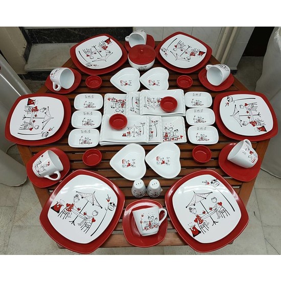 Keramika Peri Masalı 50 Parça 6 Kişilik Seramik Kahvaltı Takımı