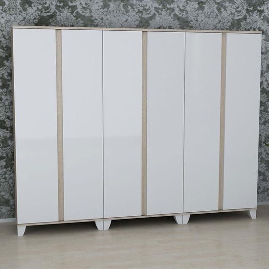 Sanal Mobilya Erva 1213124Aab 6 Kapaklı 3 Çekmeceli Gardırop Fiyatı