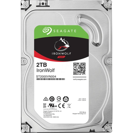 Seagate IronWolf NAS HDD 2TB 3.5 5900RPM 64MB Cache Sata 3 Sabit Disk ST2000VN004