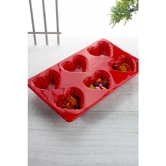 LoveQ Porselen Kalp 6�lı Mini Kek Kalıbı Ckr1759KekK Fiyatı