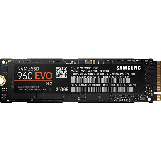Samsung 960 EVO NVMe 250GB 3200MB-1500MB/s M.2 SSD (MZ-V6E250BW)