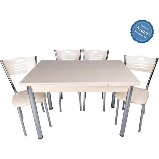 Evistro Açılır Ahşap Mutfak Masa Sandalye Takımı 6+1 Akça Fiyatı