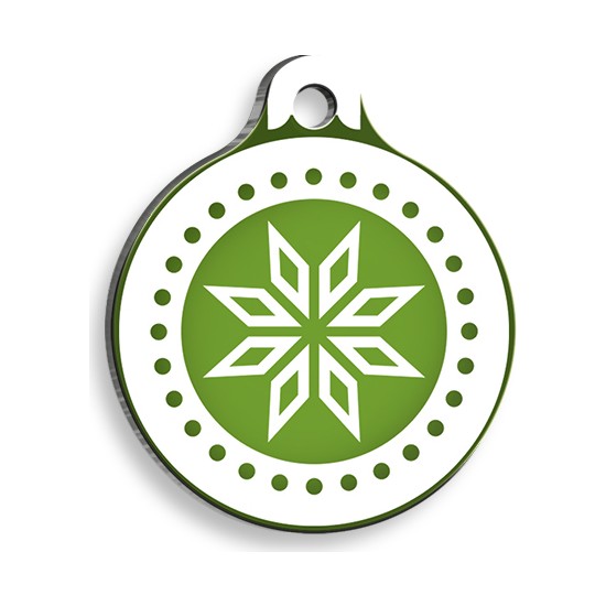 Pet Tag Art - Christmas Serisi Green Garnish Yuvarlak Kedi Ve Köpek Künyesi: 3,8 cm