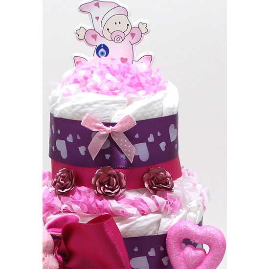 ALeaf Kalbim Seninle 4 Kat Bez Pasta Bebek Bezi Pastası